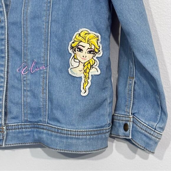 Disney | Girls Lt Wash Blue Denim Elsa Frozen Jean Jacket Snap Closure Size 10 - Picture 12 of 16